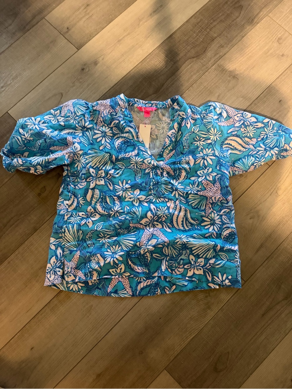 Lilly Pulitzer Blue Tropical Print Tunic Top NWT size 4